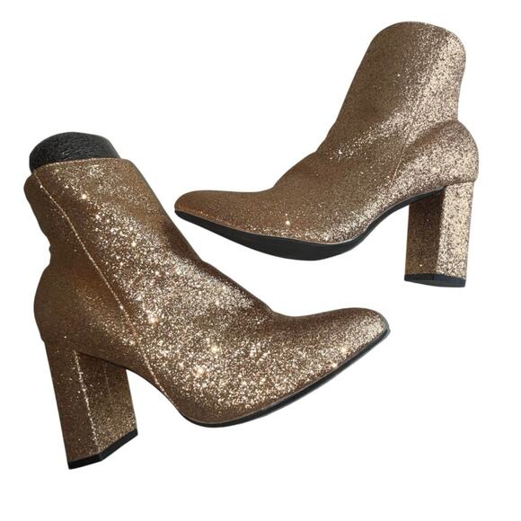 NWOT Gold Glitter Ankle Boots Size EU 41 / US 10-10.5 - Picture 7 of 9